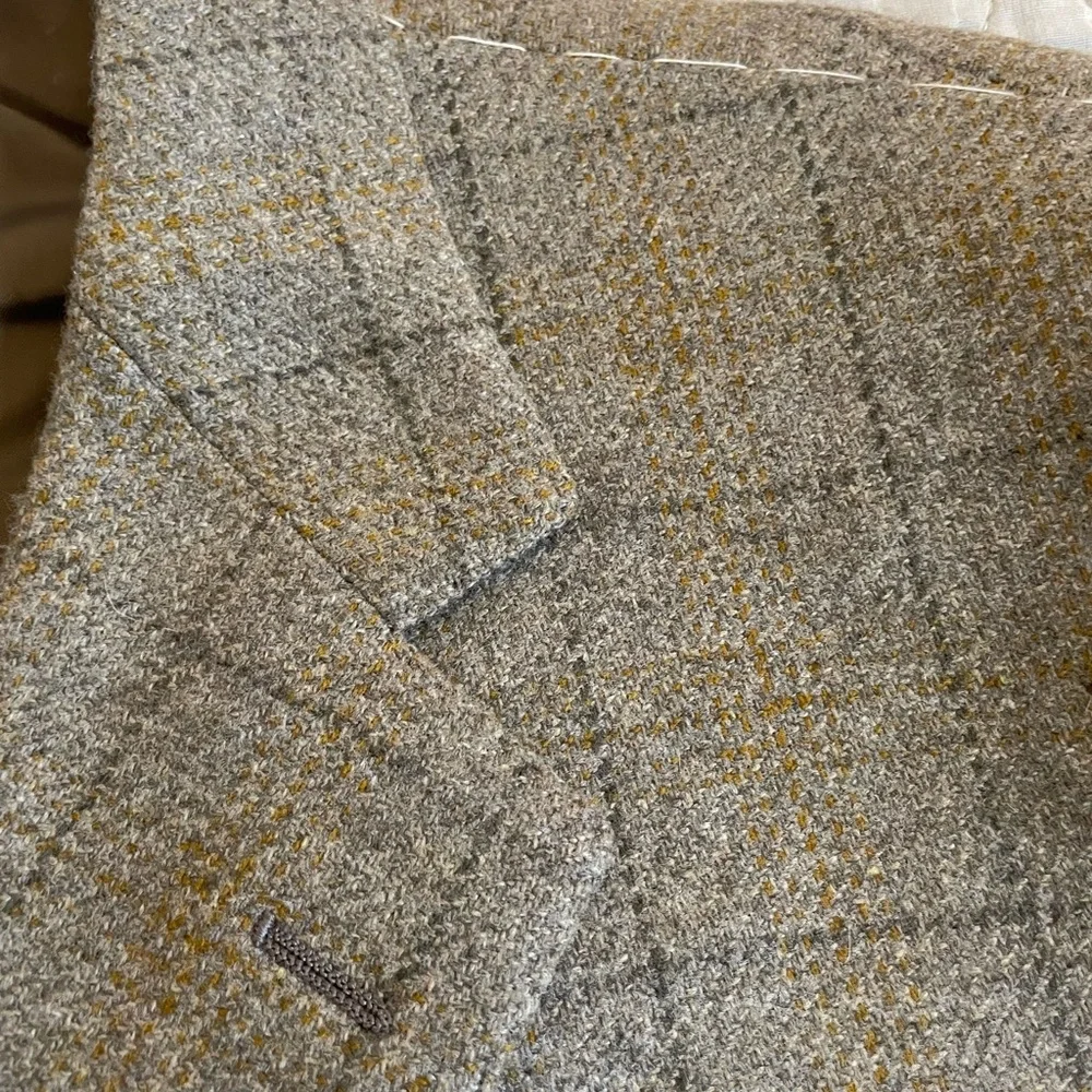 Faconnable Hand Made in Italy Vintage Check Cashmere Blend Jacket Size‎ 48 R NWT